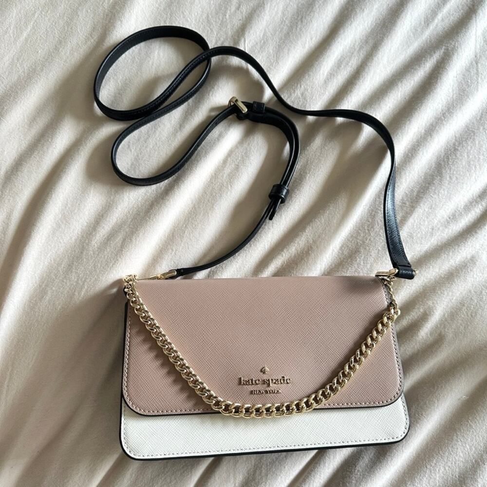 KATE SPADE Carson Convertible Crossbody Bag Warm Beige Multi Colorblock NEW
